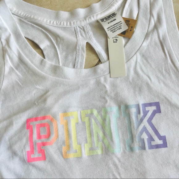 NWT VS PINK Campus Rainbow Gradient Tee(S) + Tank(M) + Leggings(M) SET - Picture 11 of 16
